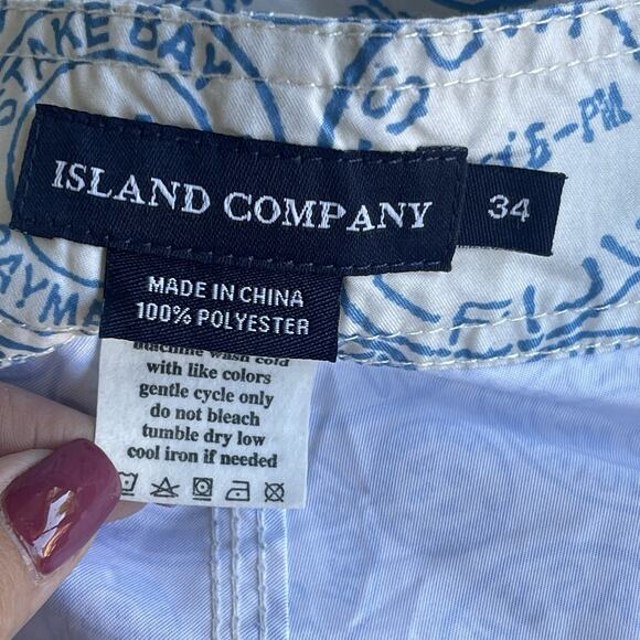 Island Company Board Shorts Mens 34 Postmark Drawstring Pockets Swimwear Blue - Picture 5 of 10